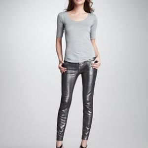 NWOT Current/Elliott The Stiletto Silver Coated Foil Jeans Size 29